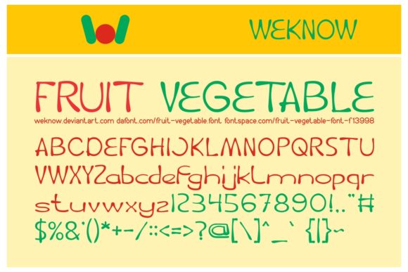 Fruit and Vegetable Font for Creative Makers